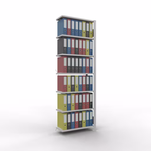 Figuur nr. 9 van het artikel aanbouwrekken, kantoorrekken, insteeksysteem MULTIplus85, 2300 x 750 x 300 mm, 7 planken, kruisschoor, zonder aanslaglijst, lichtgrijs uit de productgroep kantoorrekken van Schulte Lagertechnik.