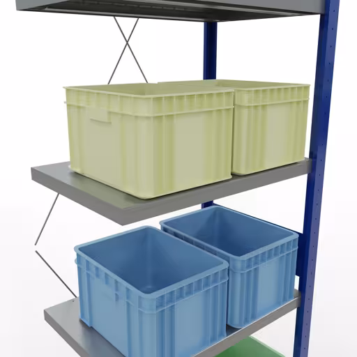 Afbeelding nr. 14 van het artikel aanbouwrekken, legbordstellingen, insteeksysteem MULTIplus250, 3000 x 750 x 500 mm, 7 legborden, kruisschoor, RAL 5010 gentiaanblauw/verzinkt/verzinkt uit de productgroep insteeksysteem van Schulte Lagertechnik.