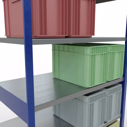 Productafbeelding nr. 13 van het artikel basisplank, legbord, insteeksysteem MULTIplus250, 2500 x 1300 x 800 mm, 6 legborden, kruisschoor, RAL 5010 gentiaanblauw/verzinkt Figuur nr. 13 van het artikel basisrek, legbord, insteeksysteem MULTIplus250, 2500 x 1300 x 800 mm, 6 legborden, kruisschoor, RAL 5010 gentiaanblauw/verzinkt uit de insteeksysteem productgroep van Schulte Lagertechnik.