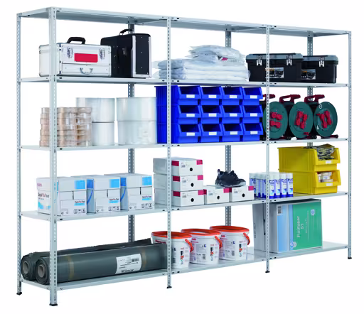 Basisplank, plankplank, schroefsysteem MULTIplus150, 3000 x 1000 x 400 mm (HxBxD), RAL 7035 lichtgrijs, 7 planken van Schulte Lagertechnik Basisplank, legplank, schroefsysteem MULTIplus150, 3000 x 1000 x 400 mm (HxBxD), RAL 7035 lichtgrijs, 7 legborden, basisplank, art.nr. 30642