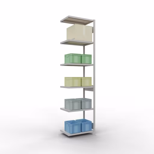 Productafbeelding nr. 15 van het artikel Aanbouwrekken, legbordstellingen, insteeksysteem MULTIplus250, 3000 x 750 x 500 mm, 7 legborden, lengtestangen, RAL 7035 lichtgrijs Figuur nr. 15 van het artikel aanbouwrekken, legbordstellingen, insteeksysteem MULTIplus250, 3000 x 750 x 500 mm, 7 legborden, lengtestangen, RAL 7035 lichtgrijs uit de insteeksysteem productgroep van Schulte Lagertechnik.