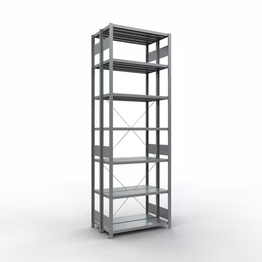 Basisplank, dubbele plank, stellingsysteem MULTIplus250, 3000 x 1000 x (2x300) mm (HxBxD), 2x7 planken, kruisschoor, gegalvaniseerd van Schulte Lagertechnik Basisplank, dubbele plank, stellingsysteem MULTIplus250, 3000 x 1000 x (2x300) mm (HxBxD), 2x7 planken, kruisschoor, verzinkt, dubbele planken, art.nr. 14232-G