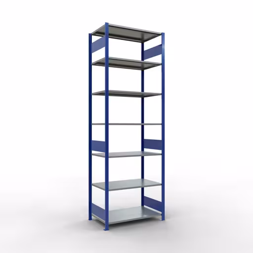 Basisplank, legbord, insteeksysteem MULTIplus150, 3000 x 1000 x 600 mm, 7 legborden, RAL 5010 gentiaanblauw/gegalvaniseerd van het merk Schulte Lagertechnik uit het assortiment insteeksysteem