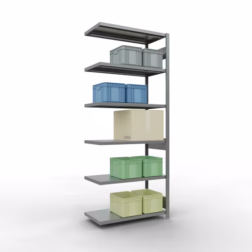 Figuur nr. 10 van het artikel aanbouwrekken, legbordstellingen, insteeksysteem MULTIplus250, 2500 x 1000 x 500 mm (HxBxD), 6 legborden, verzinkt uit de productgroep insteeksysteem van het merk Schulte Lagertechnik.
