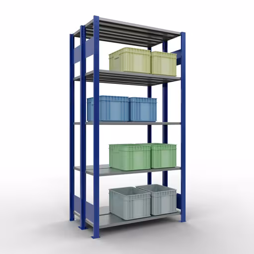 Extra afbeelding van het artikel Basisplank, dubbele plank, plankinsteeksysteem MULTIplus150, 2000 x 1000 x (2x300) mm, 2x5 planken, lengtestangen, RAL 5010 gentiaanblauw uit dubbele planken