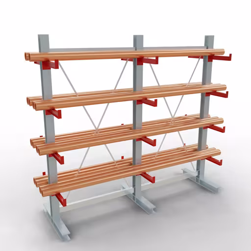 Figuur nr. 9 van het artikel K 3000 complete stelling, dubbelzijdig, 2500 x 2600 x 400 mm, RAL 7001 / RAL 3000, 5 opslagniveaus uit de productgroep draagarmstellingen van het merk Schulte Lagertechnik.