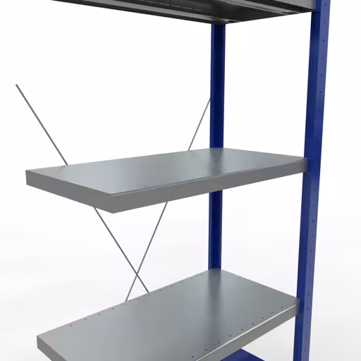 Figuur nr. 14 van het artikel aanbouwrekken, legbordstellingen, insteeksysteem MULTIplus250, 2000 x 750 x 400 mm, 5 legborden, kruisschoor, RAL 5010 gentiaanblauw/verzinkt/verzinkt uit de productgroep insteeksysteem van Schulte Lagertechnik.
