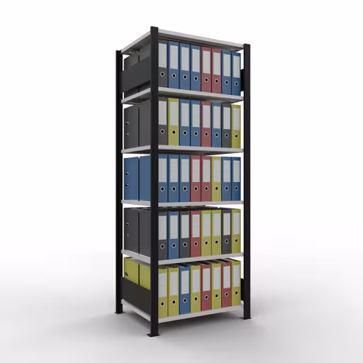 Figuur nr. 9 van het artikel basisplank, kantoorplank, insteeksysteem MULTIplus150, 2000 x 750 x 600 mm, 6 planken, lengtestangen, zonder middenaanslag, zwart/lichtgrijs uit de productgroep kantoorplanken van Schulte Lagertechnik.