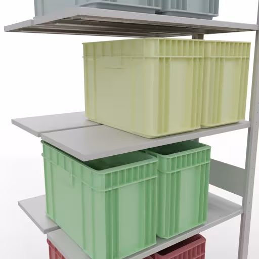 Extra afbeelding van het artikel aanbouwplank, dubbele plank, rekkensysteem MULTIplus150, 3000 x 1000 x (2x400) mm, 2x7 planken, RAL 7035 lichtgrijs van dubbele planken