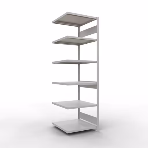 Aanbouwrekken, rekken, insteeksysteem MULTIplus250, 2500 x 750 x 800 mm (HxBxD), 6 planken, lengtestangen, RAL 7035 lichtgrijs van Schulte Lagertechnik Aanbouwrekken, legbordstellingen, insteeksysteem MULTIplus250, 2500 x 750 x 800 mm (HxBxD), 6 legborden, lengtebalk, RAL 7035 lichtgrijs, opzetplank, art.nr. 32886-75-LR