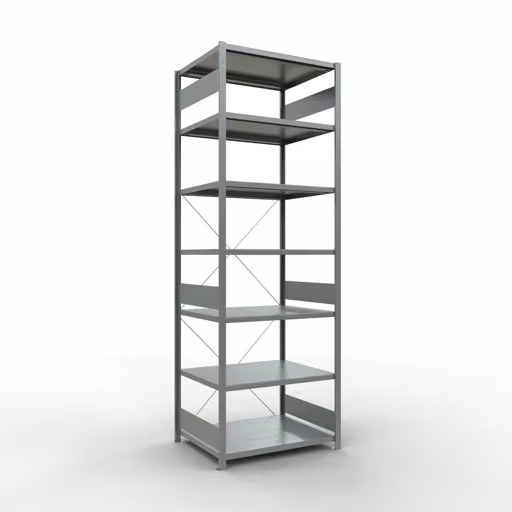 Basisplank, legbord, insteeksysteem MULTIplus250, 3000 x 1000 x 800 mm, 7 legborden, kruisschoor, verzinkt van Schulte Lagertechnik met het artikelnr. 12982
