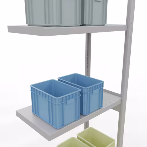 Aanbouwrekken, rekken, insteeksysteem MULTIplus250, 3000 x 750 x 400 mm, 7 planken, RAL 7035 lichtgrijs van Schulte Lagertechnik uit de categorie insteeksystemen