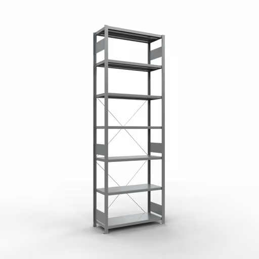 Basisplank, legbord, insteeksysteem MULTIplus250, 3000 x 1000 x 400 mm, 7 legborden, kruisschoor, verzinkt van Schulte Lagertechnik uit het assortiment insteeksysteem