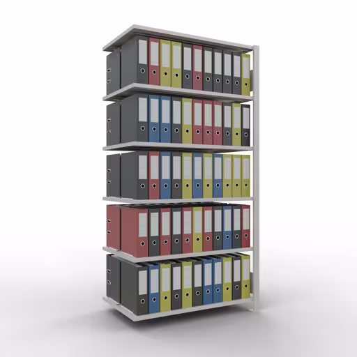 Productafbeelding nr. 14 van het artikel Aanbouwstelling, kantoorstelling, insteeksysteem MULTIplus150, 2000 x 1000 x 600 mm, 6 legborden, lengtestangen, met middenaanslag, lichtgrijs Afbeelding nr. 14 van het artikel, kantoorrekken, insteeksysteem MULTIplus150, 2000 x 1000 x 600 mm, 6 planken, met middenaanslag, lichtgrijs uit de productgroep kantoorrekken van Schulte Lagertechnik