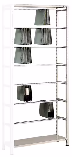 Aanbouwrek, aanschroefbaar pendelnietmachinerek "Zippel", 2300 x 1000 x 350 mm, RAL 7035 lichtgrijs, 7 pendelstangen van Schulte Lagertechnik uit het assortiment kantoorrekken