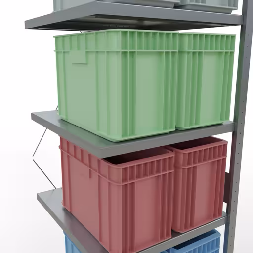 Figuur nr. 14 van het artikel aanbouwrekken, legbordstellingen, insteeksysteem MULTIplus250, 3000 x 750 x 800 mm, 7 legborden, kruisschoor, verzinkt uit de insteeksysteem productgroep van Schulte Lagertechnik.