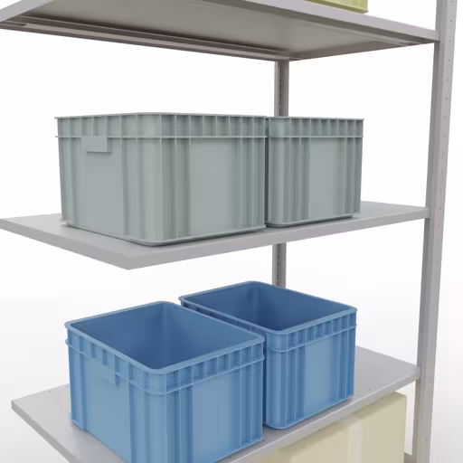 Productafbeelding nr. 7 van het artikel aanbouwrekken, legbord, insteeksysteem MULTIplus150, 2000 x 1000 x 600 mm, 5 legborden, RAL 7035 lichtgrijs uit het assortiment insteeksysteem van Schulte Lagertechnik