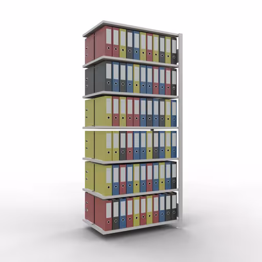 Productafbeelding nr. 14 van het artikel Aanbouwstelling, kantoorstelling, insteeksysteem MULTIplus150, 2300 x 1000 x 600 mm, 7 legborden, lengtestangen, met middenaanslag, lichtgrijs Figuur nr. 14 van het artikel aanbouwrekken, kantoorrekken, insteeksysteem MULTIplus150, 2300 x 1000 x 600 mm, 7 planken, met middenaanslag, lichtgrijs uit de productgroep kantoorrekken van het merk Schulte Lagertechnik.