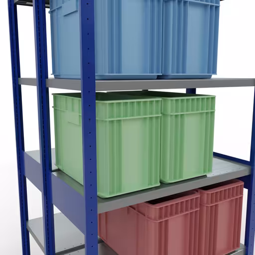Basisplank, dubbele plank, legplank-insteeksysteem MULTIplus250, 2500 x 1000 x (2x500) mm, 2x6 legborden, lengtestangen, RAL 5010 gentiaanblauw van Schulte Lagertechnik met artikelnr. 33251-B