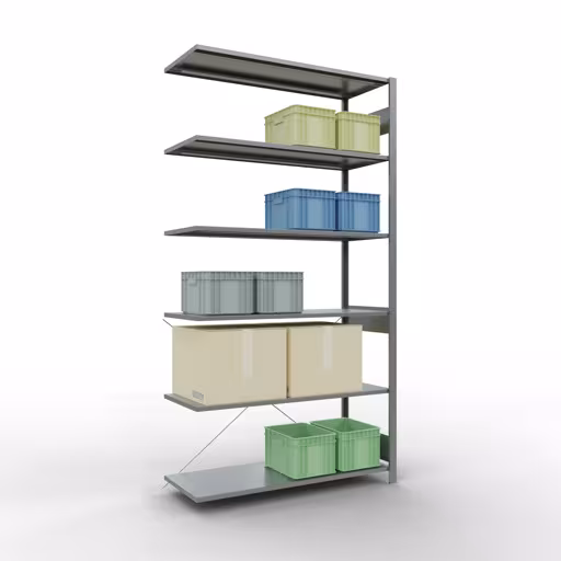 Insteeksysteem opzetplank 2500x1300x500 mm, type 150 kg, verzinkt met art.nr. 12756-130 Insteeksysteem opzetplank 2500x1300x500 mm, type 150 kg, verzinkt van Schulte Lagertechnik uit de categorie insteeksysteem