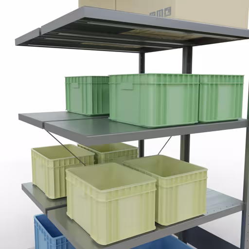 Productafbeelding nr. 15 van het artikel aanbouwplank, dubbele plank, legplank, insteeksysteem MULTIplus250, 2000 x 1000 x (2x500) mm, 2x5 legborden, kruisschoor, verzinkt uit het assortiment legplanken van het merk Schulte Lagertechnik