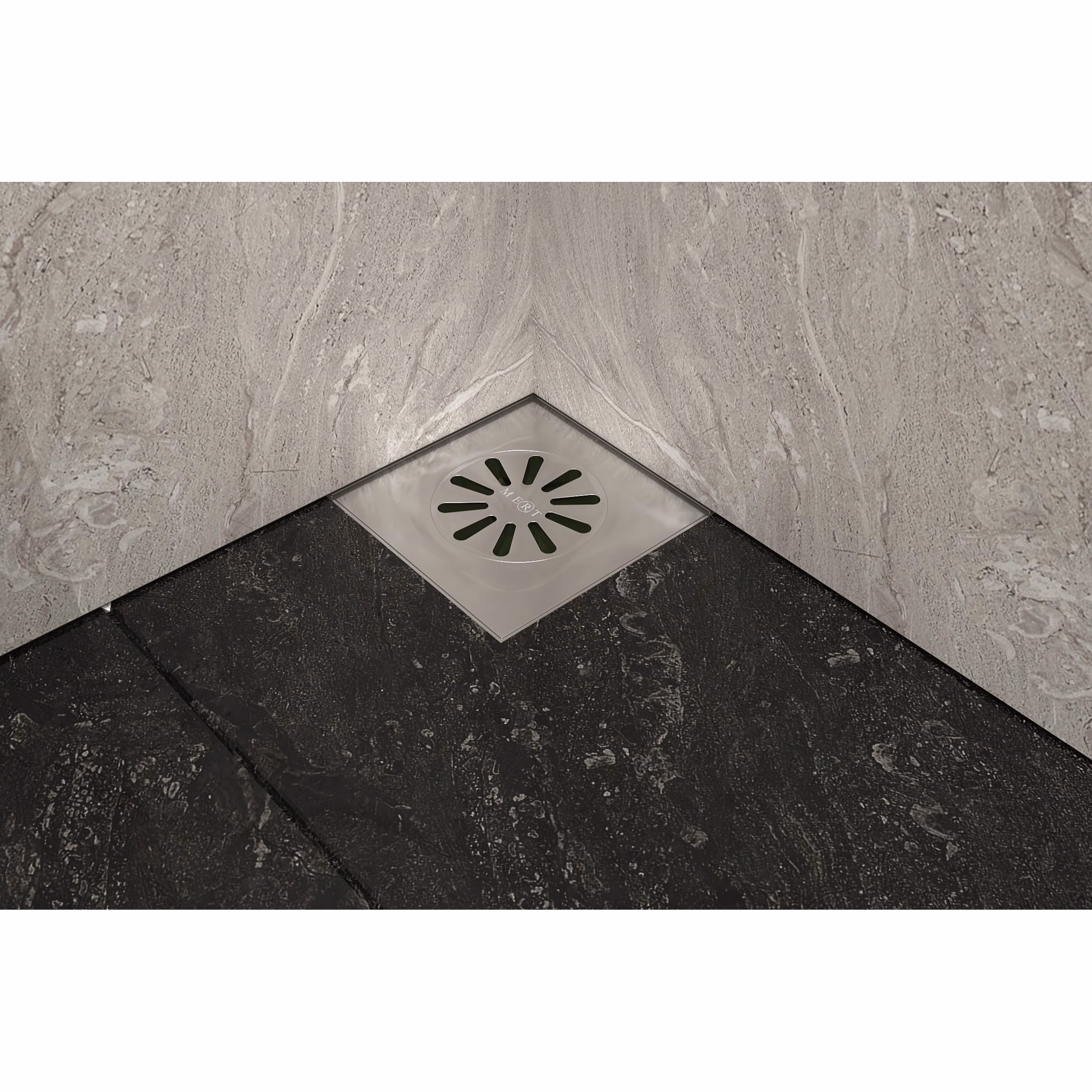 MERT vloerafvoer HK-SERIES volledig uit roestvrij staal met rooster, 100x100 mm, verticaal