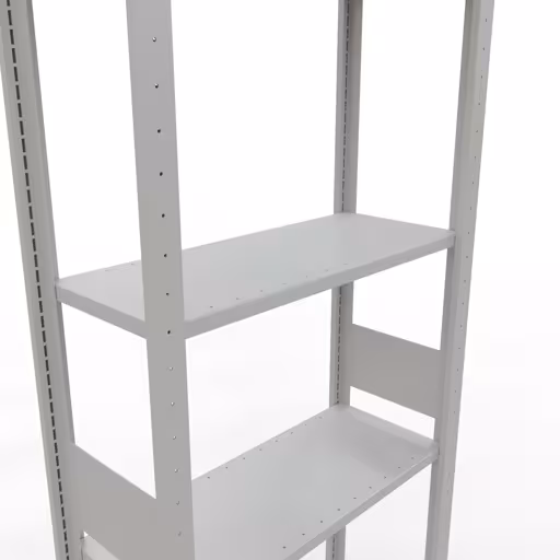 Extra afbeelding van het artikel Basisplank, legplank, insteeksysteem MULTIplus150, 3000 x 750 x 300 mm, 7 legborden, lengtestangen, RAL 7035 lichtgrijs van basisplank