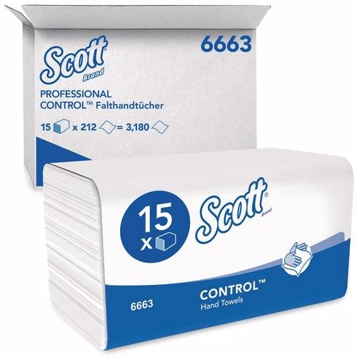 Primary Image 2213320 Handdoek Scott® 6663 1-laags, wit reliëf Lengte ca. 315 mmxBreedte ca. 215 mm 3180 handdoeken/VE