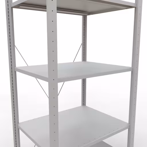 Basisplank, legplank, insteeksysteem MULTIplus150, 2000 x 750 x 600 mm (HxBxD), 5 legborden, kruisschoor, RAL 7035 lichtgrijs met de GTIN 4004514205407 Basisplank, plankplank, insteeksysteem MULTIplus150, 2000 x 750 x 600 mm, 5 planken, RAL 7035 lichtgrijs van Schulte Lagertechnik met het artikelnr. 32660-75