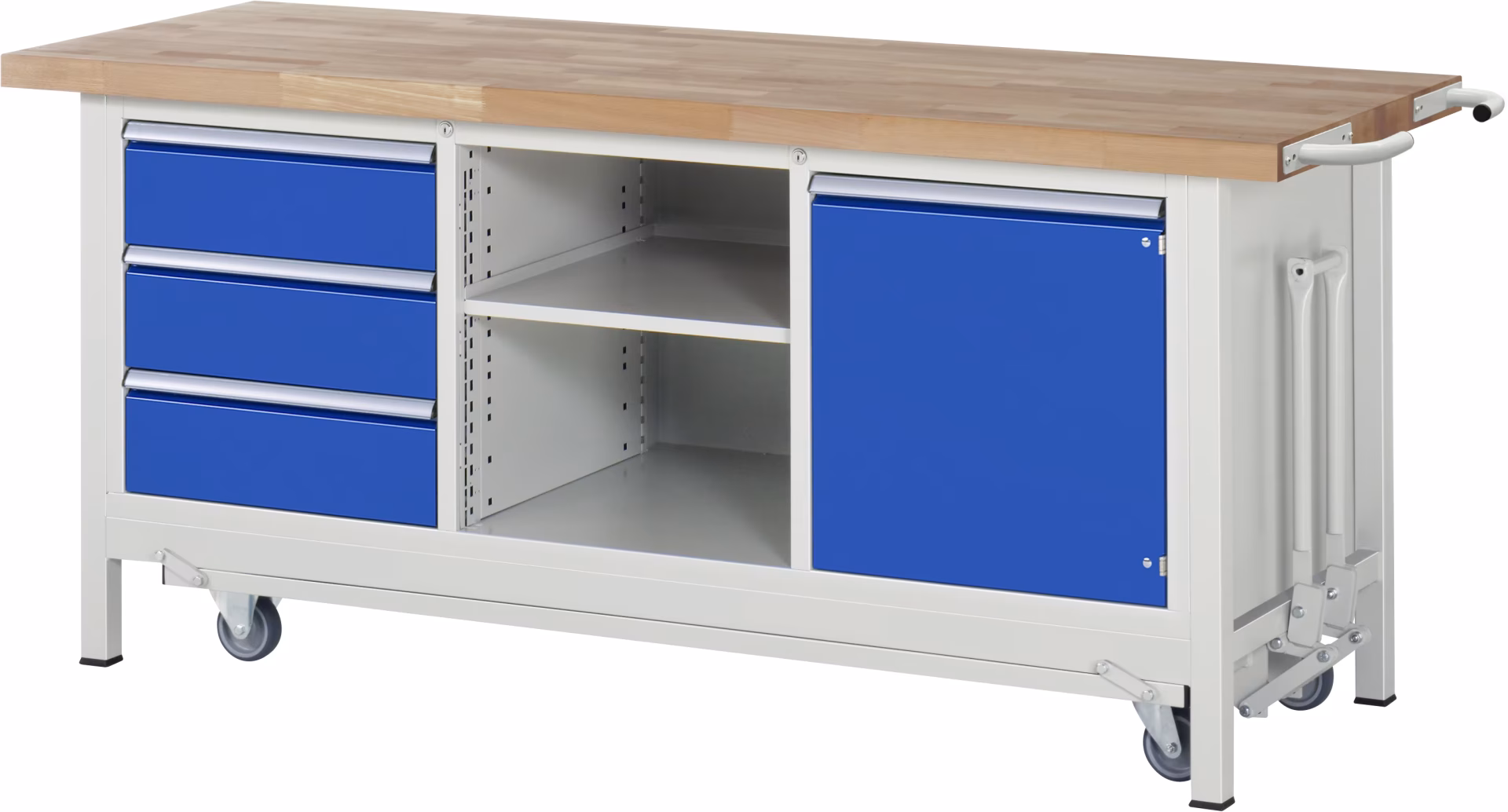 Werkbank met onderstel 8563, B2000xD700xH880mm, 3x laden (gedeeltelijk uitschuifbaar), 1x deur uit de categorie Werkbanken met het artikelnummer 05-8563A2-207B4F,11