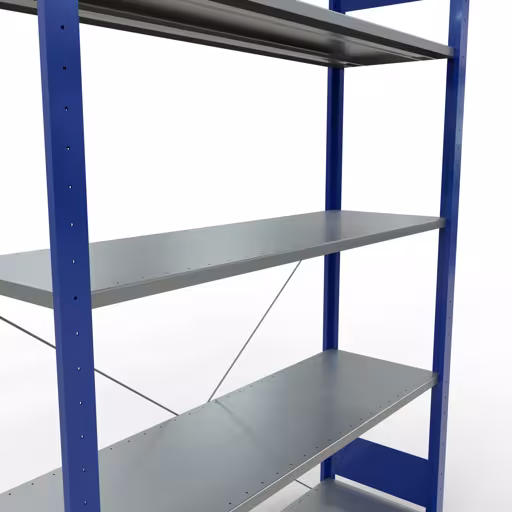 Basisplank, legbord, insteeksysteem MULTIplus150, 2000 x 1300 x 400 mm (HxBxD), 5 legborden, kruisschoor, RAL 5010 gentiaanblauw/verzinkt met artikelnr. 12740-130-B Basisplank, legplank, insteeksysteem MULTIplus150, 2000 x 1300 x 400 mm, 5 legborden, RAL 5010 gentiaanblauw/verzinkt van Schulte Lagertechnik uit de categorie insteeksystemen