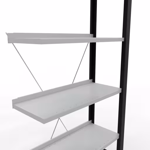 Afbeelding nr. 10 van het artikel aanbouwrekken, kantoorrekken, insteeksysteem MULTIplus85, 2000 x 750 x 300 mm, 6 planken, kruisschoor, met aanslaglijst, zwart/lichtgrijs uit de productgroep kantoorrekken van Schulte Lagertechnik