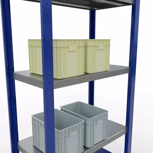 Figuur nr. 15 van het artikel basisrek, legbord, insteeksysteem MULTIplus250, 2000 x 750 x 400 mm, 5 legborden, lengtestangen, RAL 5010 gentiaanblauw/verzinkt/verzinkt uit de insteeksysteem productgroep van Schulte Lagertechnik.