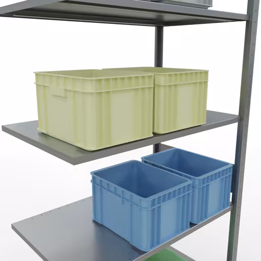 Extra afbeelding bij het artikel Aanbouwrekken, legbordstellingen, insteeksysteem MULTIplus150, 3000 x 1000 x 600 mm (HxBxD), 7 legborden, lengtestangen, verzinkt Extra afbeelding van het artikel Aanbouwplank, legbord, insteeksysteem MULTIplus150, 3000 x 1000 x 600 mm, 7 legborden, lengtestangen, verzinkt vanaf opzetplank