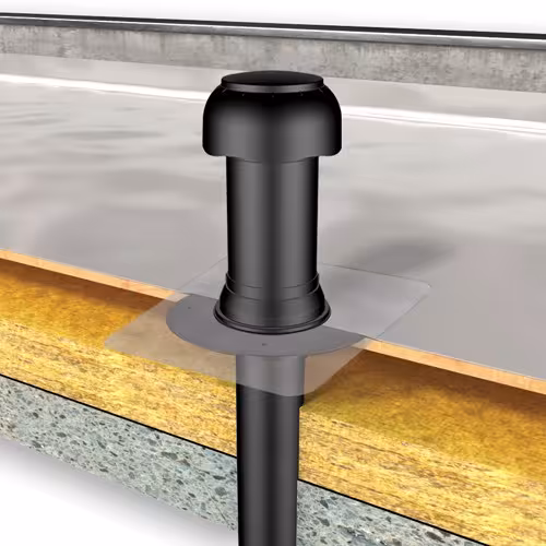 Flavent Pro ventilatorbovendeel voor tweedelige woonkamerbeluchter DN 75/DN 110, kunststofhuls voor Bauder Thermofol D lichtgrijs van Klöber met het artikelnr. KF7022-710-20