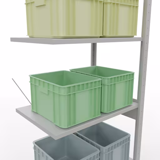 Productafbeelding nr. 11 van het artikel aanbouwrekken, legbord-insteeksysteem MULTIplus150, 2500 x 750 x 500 mm, 6 legborden, RAL 7035 lichtgrijs uit het insteeksysteem-assortiment van Schulte Lagertechnik