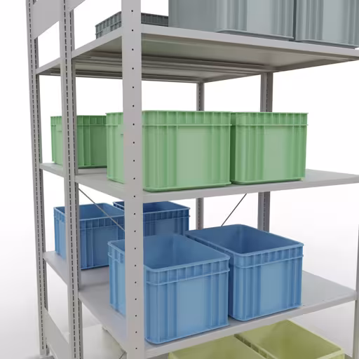 Andere weergave van het artikel basisplank, dubbele plank, legplank-insteeksysteem MULTIplus150, 2000 x 1000 x (2x600) mm, 2x5 legborden, RAL 7035 lichtgrijs uit de categorie legborden