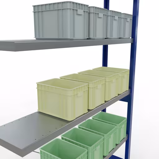 Productafbeelding nr. 12 van het artikel Aanbouwrekken, legbordstellingen, insteeksysteem MULTIplus250, 2500 x 1300 x 300 mm (HxBxD), 6 legborden, kruisschoor, RAL 5010 gentiaanblauw/verzinkt Afbeelding nr. 12 van het artikel aanbouwrekken, stellingrekken, insteeksysteem MULTIplus250, 2500 x 1300 x 300 mm, 6 legborden, kruisschoor, RAL 5010 gentiaanblauw/verzinkt uit de productgroep insteeksysteem van Schulte Lagertechnik