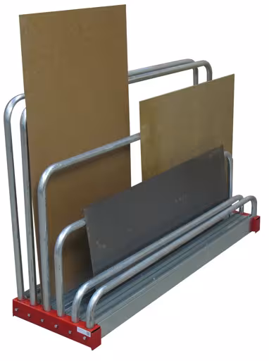 Restplank, 1000 x 480 x 1600 mm HxBxD, frame RAL 3000 vuurrood/gegalvaniseerde beugel, 5 vakken van elk 50 mm, draagvermogen per vak 500 kg van het merk Schulte Lagertechnik uit het assortiment palletstellingen