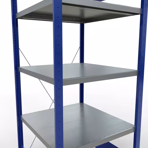 Figuur nr. 14 van het artikel basisrek, legbord, insteeksysteem MULTIplus250, 2000 x 750 x 800 mm, 5 legborden, kruisschoor, RAL 5010 gentiaanblauw/verzinkt/verzinkt uit de insteeksysteem productgroep van Schulte Lagertechnik.