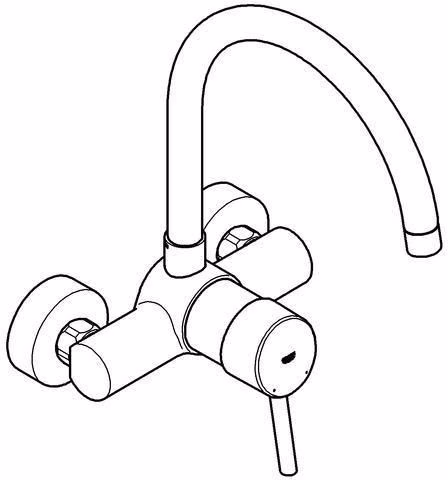 Technische Zeichnung 3992847 GROHE Concetto 32667 ééngreeps wastafelmengkraan voor wandmontage chroom