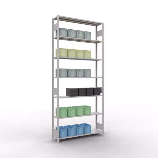 Basisplank, legbord, insteeksysteem MULTIplus150, 3000 x 1300 x 300 mm, 7 planken, lengtestangen, RAL 7035 lichtgrijs van Schulte Lagertechnik uit de categorie insteeksystemen