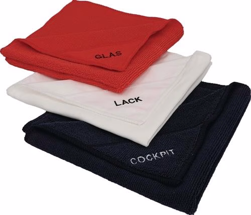 Microvezeldoekenset rood, wit, zwart NIGRIN uit de categorie schoonmaak- en poetsdoeken, handdoeken, handdoekrollen met artikelnummer 4000363282