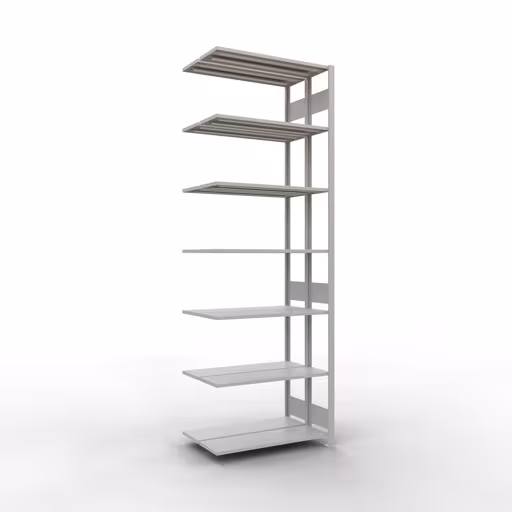 Aanbouwrekken, dubbele rekken, rekkensysteem MULTIplus150, 3000 x 1000 x (2x300) mm, 2x7 planken, RAL 7035 lichtgrijs van Schulte Lagertechnik met het artikelnr. 33137