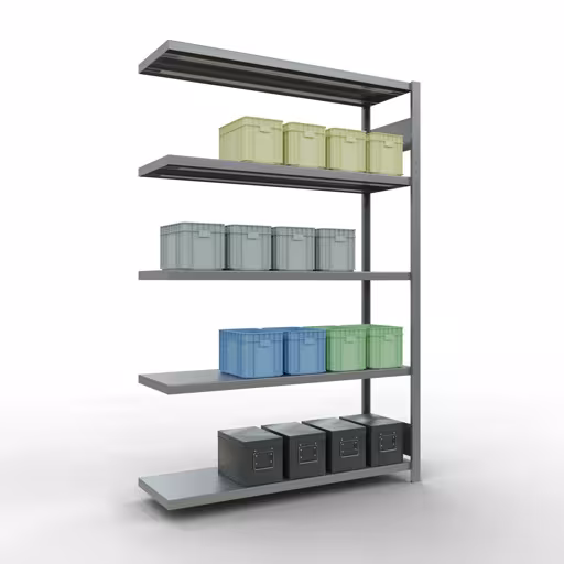 Afbeelding nr. 15 van het artikel aanbouwrekken, legbordstellingen, insteeksysteem MULTIplus250, 2000 x 1300 x 400 mm, 5 legborden, lengtestangen, verzinkt uit de productgroep insteeksysteem van Schulte Lagertechnik
