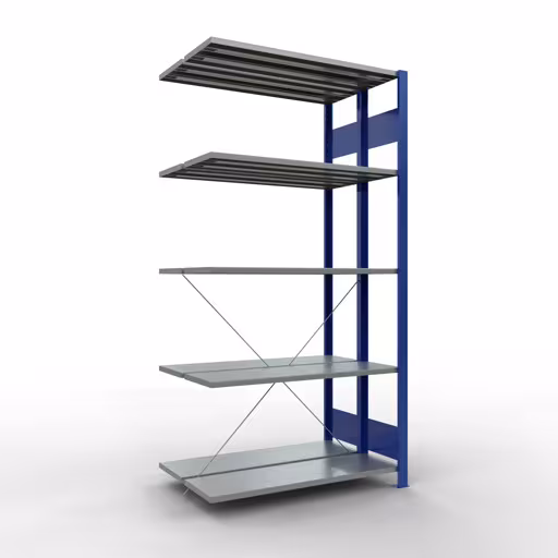 Aanbouwplank, dubbele plank, plankplank, insteeksysteem MULTIplus150, 2000 x 1000 x (2x300) mm, 2x5 planken, RAL 5010 gentiaanblauw van Schulte Lagertechnik met het artikelnr. 32735-B