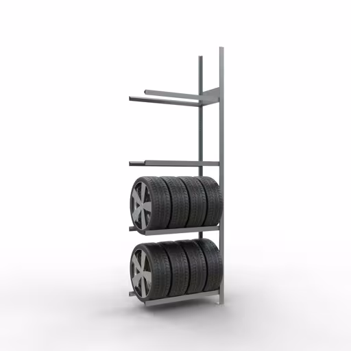 Afbeelding nr. 12 van het artikel aanbouwrek, wielen-/bandenrek, 2750 x 900 x 400 mm, verzinkt, 4 opslagniveaus met 150 kg vakbelasting per niveau uit de productgroep legbordstellingen van Schulte Lagertechnik