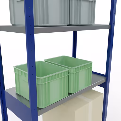 Productafbeelding nr. 13 van het artikel basisplank, legbord, insteeksysteem MULTIplus250, 3000 x 1000 x 500 mm (HxBxD), 7 legborden, lengtebalk, RAL 5010 gentiaanblauw/verzinkt Figuur nr. 13 van het artikel basisrek, legbord, insteeksysteem MULTIplus250, 3000 x 1000 x 500 mm, 7 legborden, lengtestangen, RAL 5010 gentiaanblauw/verzinkt uit de insteeksysteem productgroep van Schulte Lagertechnik.