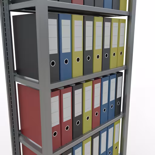 Productafbeelding nr. 14 van het artikel basisplank, kantoorplank, insteeksysteem MULTIplus85, 2300 x 750 x 300 mm, 7 planken, kruisschoor, verzinkt, met aanslagstang Afbeelding nr. 14 van het artikel, kantoorrekken, insteeksysteem MULTIplus85, 2300 x 750 x 300 mm, 7 legborden, verzinkt, met aanslagbeugel uit de productgroep kantoorrekken van Schulte Lagertechnik