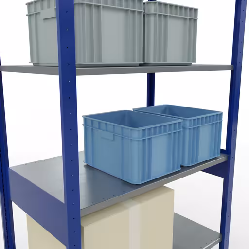 Basisplank, legplank, insteeksysteem MULTIplus150, 2500 x 1000 x 600 mm, 6 legborden, lengtestangen, RAL 5010 gentiaanblauw/verzinkt van Schulte Lagertechnik uit de categorie insteeksystemen